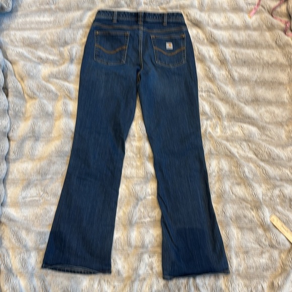Carhartt Jeans Bootcut women’s size 6 blue denim w logo patch like new NWOT - Picture 10 of 11